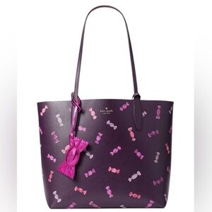 Kate Spade (NWT) Candy shop theme large purple reversible tote bag purse